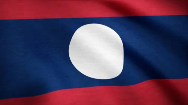 Η σημαία του Λάος χαιρετάει τον άνεμο. Κίνηση σημαίας του Λάος — Φωτογραφία Αρχείου