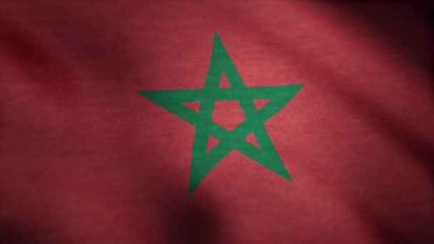 Marocco bandiera sventola animazione. Bandiera del Marocco sul vento — Video Stock