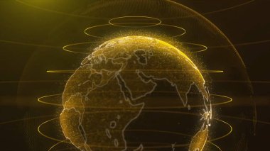 Dönen küre. Elektrik ark hatları ile kızdırma hologram olarak Dünya gezegeni. Teknoloji arka plan döngü. Animasyon geleceğin teknolojisi iş kavramı dönme seyyare yerküre