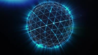 Küre, dünya ve boşluk bir pleksus şeklinde. Hisse senedi. Arka plan geometrik çizgiler, noktalar ve üçgen hareketli. Pleksus fantezi soyut teknoloji. Pleksus stil döngü döndürme küre