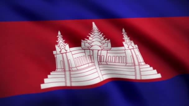 Animated flag of Cambodia - seamless loop. Cambodia Flag. Background Seamless Looping Animation. 4K High Definition Video. Flag of Cambodia. Background Seamless Looping Animation. — Stock Video