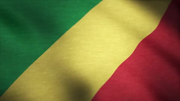 Republik des Kongo Flagge schwenkende Animation. Flagge des Kongo — Stockvideo