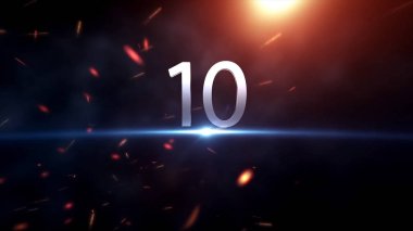 10 ile patlama için geri sayım animasyon 1 ateş yakıcı etkisi arka plan. Hisse senedi. Köpüklü numaraları için geri sayım 10 0 havai fişekleri ile yapılan