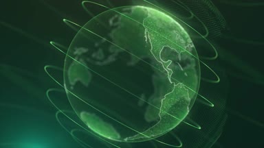 Döngü animasyon geleceğin teknolojisi iş kavramı dönen Dünya gezegeni. rasgele sayılar ve vurgulamak öğeleri ile dijital dünya küre yüksek detaylı kavramının loopable dönme