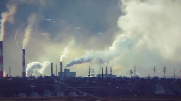 Pollution atmosphérique. Questions environnementales. Des actions. Émissions nocives. cheminée industrielle, émissions dans l'environnement. Mauvais écologie . — Video