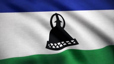 Lesotho bayrak, hareket sallayarak yavaş. Lesoto bayrağı. Resmi tasarım ve renkler kullanarak render. Sorunsuz döngü. Gerçekçi Lesoto bayrağı. Resmi tasarım ve renkler kullanarak render. Son derece ayrıntılı