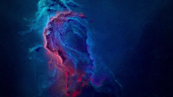 Αφηρημένη φαντασία πολύχρωμο χώρο. Πολύχρωμο σύμπαν φτιαγμένο από μια αφθονία των στοιχείων και τελείες. Αφηρημένη κινούμενο φόντο με ιπτάμενα χρωματιστοί κύκλοι — Αρχείο Βίντεο