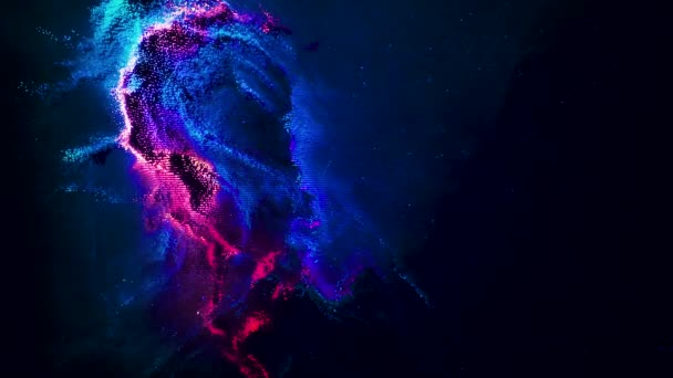 Astratto spazio colorato fantasia. Universo colorato fatto di un sacco di elementi e punti. Astratto sfondo animato con cerchi volanti colorati — Video Stock