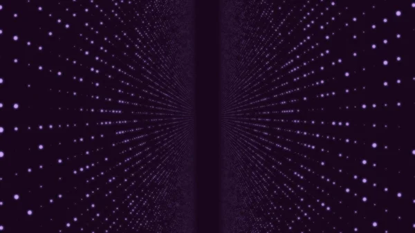 Abstract particle fail in the dark. Random small particles form horizontal abstract lines. Infinite space background. Matrix of glowing stars with illusion of depth, perspective. Small circles appear