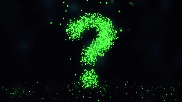 Question mark. Animation of plexus network from question symbol on colorful background with flowing of plexus particles. Abstract background with glossy surface and animation extrusion of symbol of — Stock Video