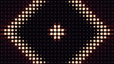 Ultra müzik festivali arka plan. Açma ve kapatma farklı şekiller oluşturan parlak projektörler. Çok renkli Işık Ampüller döngü. Projektörler flaş ışıkları