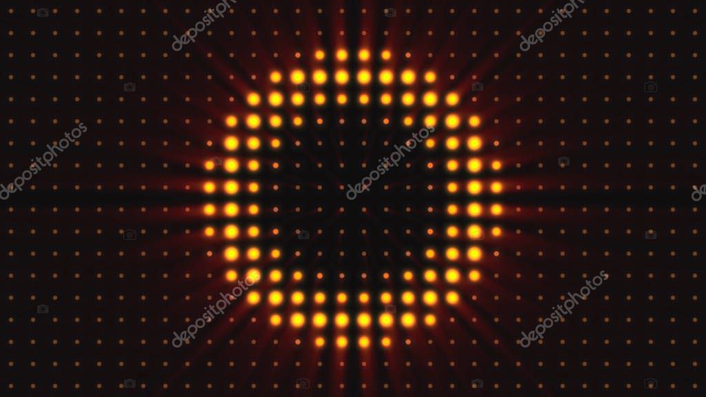 Ultra Music Festival background. Bright floodlights turning on and off forming different shapes. Multicolor lighting bulbs loop. Floodlights Flash lights.