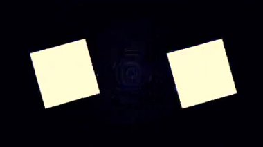 Satırları desen küpleri ve flaş ışığı ile dijital Cyber City parçacıklar Hud arka plan. 80s retro Fütürizm arka plan. Analog aksaklık etkileri görünür Crt katot tüp desenli.