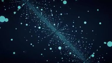 Nokta hareketli güzel geometrik arka plan. Pleksus fantezi soyut teknoloji. Puanlı Soyut animasyon