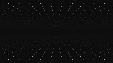 Hareket noktaları uzayda. Soyut animasyon. Fütüristik bir sanal dünyada kavramı