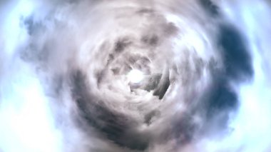 Bulutlar arka plan doku masal tasarımdan tünel. Bir tünel bulutların arka plan