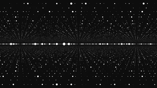 Movimiento de puntos en el espacio. Movimiento de partículas tridimensionales del plexo — Foto de Stock