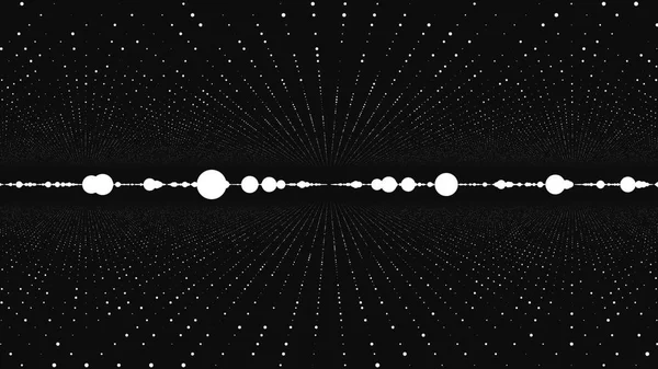 Bewegung von Punkten im Raum. Bewegung dreidimensionaler Plexuspartikel — Stockfoto