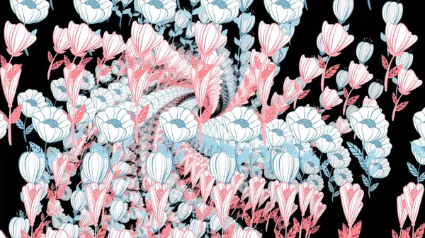 Με φόντο τα ζωγραφισμένα λουλούδια στην κίνηση. Πανέμορφο λουλουδάτο φόντο — Φωτογραφία Αρχείου