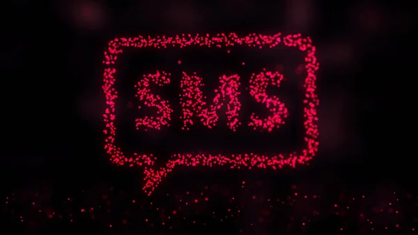 Abstract SMS animation. Formation of SMS sign from dots on black background — Stock Photo, Image