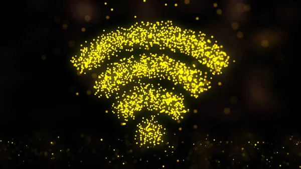 Animation icons Wi-Fi on black background. Formation of the sign of wi fi points
