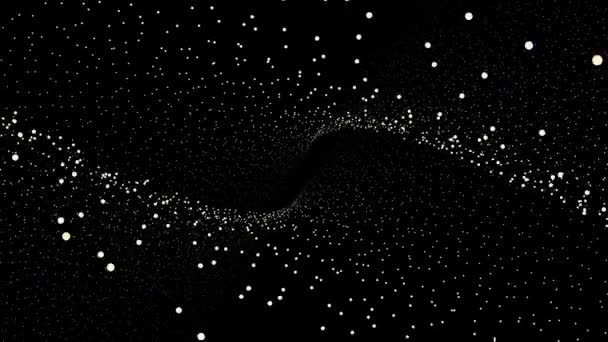 Abstract digital background with moving and flicker particles on black background. Background particles movement. Universe Pattern glow particles on black background. Motion abstract points. Loop