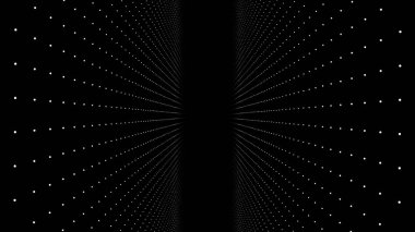 Soyut Fraktal parlak nokta matris kafes hareket. Geometrik parlayan noktası yapısı sinek. Yavaş sinek-thru dikey yıldız yaprak siyah uzay simülasyonu. Soyut fütüristik evren