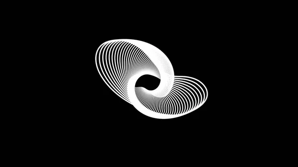 Stijlvolle achtergrond van gebogen lijnen in dynamische bewegingen, wit op zwart. Vloeiende witte lijnen maken abstracte vormen. Achtergrond met concentrische ringen verplaatsen. — Stockfoto