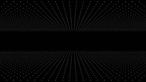 Soyut Fraktal parlak nokta matris kafes hareket. Geometrik parlayan noktası yapısı sinek. Yavaş sinek-thru dikey yıldız yaprak siyah uzay simülasyonu. Soyut fütüristik evren