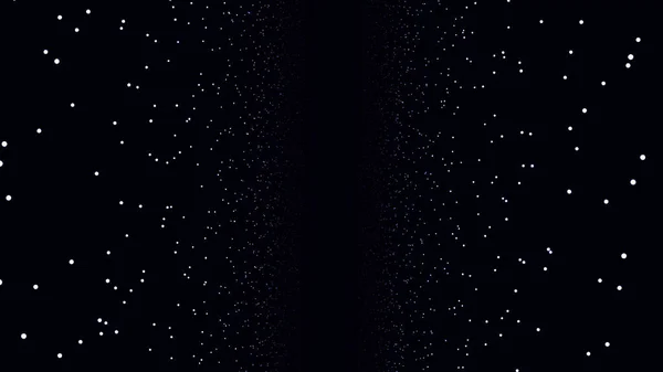 Абстрактный цифровой фон с движущимися и мерцающими частицами на черном фоне. Фон движения частиц. Универсальный пластырь на черном фоне. Абстрактные точки движения. Петля — стоковое фото
