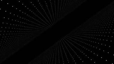 Soyut Fraktal parlak nokta matris kafes hareket. Geometrik parlayan noktası yapısı sinek. Yavaş sinek-thru dikey yıldız yaprak siyah uzay simülasyonu. Soyut fütüristik evren