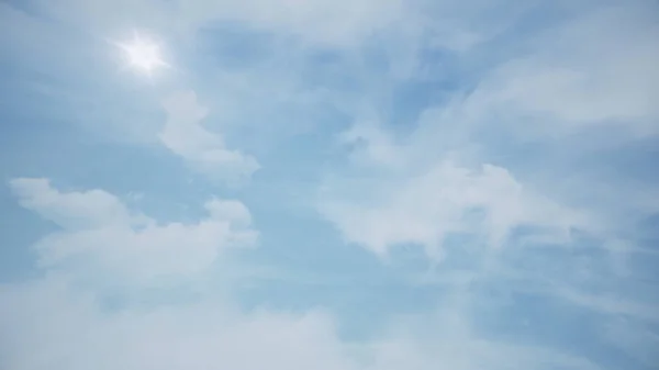 Animation d'un joli nuage blanc sur le ciel. Soleil brillant dans le ciel bleu. ciel bleu nuages — Photo