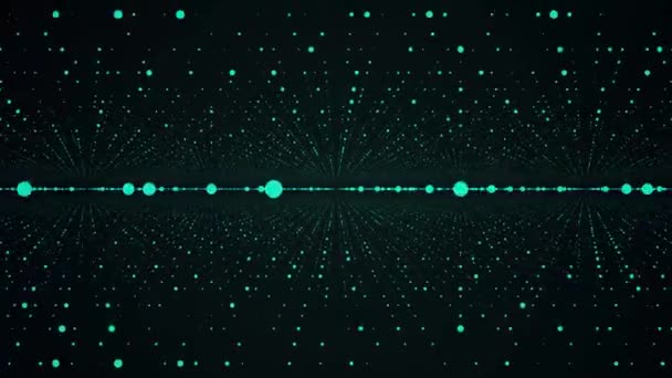 Abstract ruimte achtergrond, geometrie oppervlakken, lijnen en punten. Abstracte tunnelnetwerk. Abstracte deeltjesachtergrond. Camera die door de abstracte spiraalvormige gedraaide deeltjesachtergrond vliegt — Stockvideo