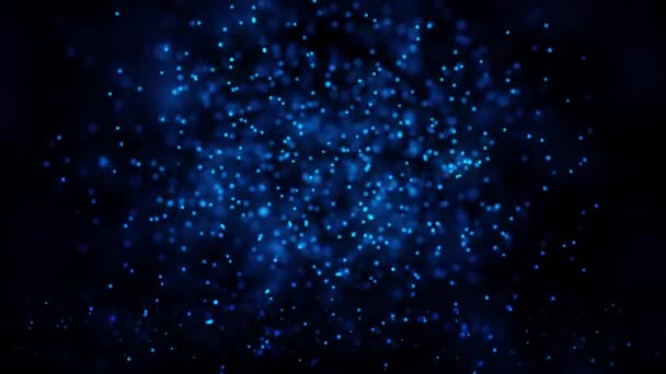 Signo de Sms hecho de partículas azules sobre fondo negro. Animación del mensaje o sms — Vídeos de Stock