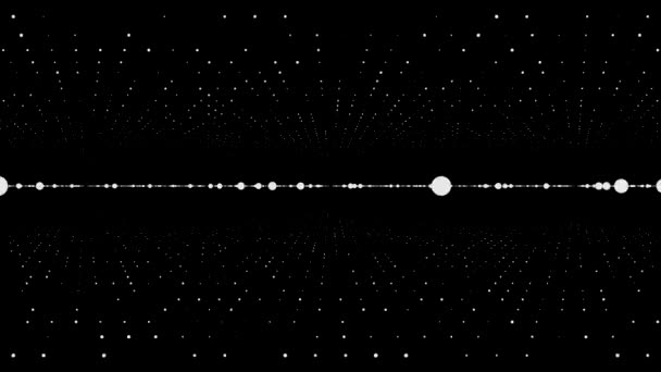 Rör sig genom abstrakta fractal punkt matris galler. Flytta oändlig square twisted tunnel av lysande nödraketer. Flyga in geometriska punkten struktur. Oändliga rymden dynamisk bakgrund. Glödande punkter — Stockvideo