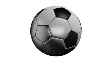 Gerçekçi deri futbol topu beyaz arka plan üzerinde döner. Bir futbol topu beyaz bir arka plan üzerinde animasyon