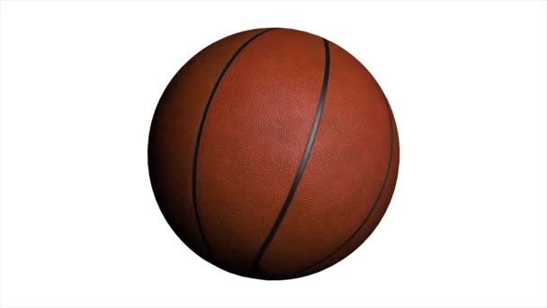 Бесшовный цикл анимации баскетбольного мяча на белом фоне. Концепция спорта и отдыха. Анимация баскетбольного мяча — стоковое видео