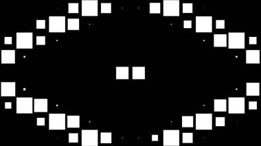 Vahşi titreşen kareler modern siyah ve beyaz arka plan. Yüksek tanım CGI hareket arka, düzenleme için ideal led arka planında veya hareketli siyah beyaz kareler içeren yayın