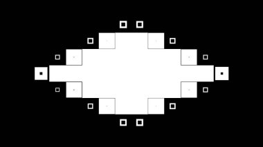 Siyah ve beyaz arka plan üzerinde piksel animasyon. Tek renkli siyah ve beyaz rasgele değişen desen ile pixelated dijital ekran doku. Hareketli arka plan siyah ve beyaz küpler