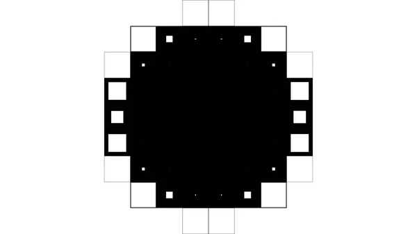 Moderner schwarz-weißer Hintergrund aus wild flackernden Quadraten. High-Definition-CGI-Bewegungshintergründe ideal für die Bearbeitung, LED-Kulissen oder Sendungen mit schwarz-weißen Quadraten in Bewegung — Stockfoto