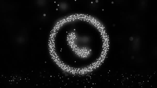 Τηλέφωνο δαχτυλίδι εικονίδιο animation. Εικονίδιο κλήση animation. Κινούμενα σχέδια δικτύου πλέγμα από τηλέφωνο σύμβολο σε πολύχρωμο φόντο με την ροή των σωματιδίων πλέγμα — Αρχείο Βίντεο