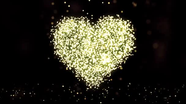 Coração como ícone de romance de amor. Animação de rede de plexo de símbolo de coração em fundo colorido com fluxo de partículas de plexo — Vídeo de Stock