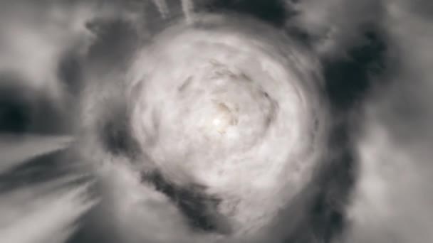 Un vortex à travers le temps et l'espace, des nuages et des millions d'étoiles. Animation colorée de voyage dans l'espace. Traversez ce vortex de science-fiction. tunnel de distorsion de lumière vive — Video