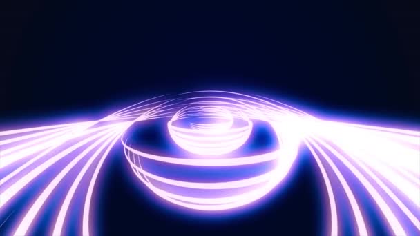 Animación de video futurista con objeto de rayas de partículas y luz parpadeante. Fantástica animación de vídeo con objeto de partículas en movimiento — Vídeo de stock