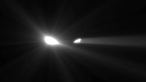 Siluett av bil med strålkastare på svart bakgrund. Bilstrålkastare ray balk isolerade. Ljus bil — Stockfoto