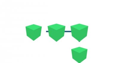 Animasyon blockchain düzeni. Blockchain iş akışı düzenini explainer - küresel cryptocurrency net işlem. Blockchain, güvenli hareketler, kripto hakkındaki kavramları için büyük klip