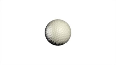 Golf topu beyaz arka plan üzerinde döner. Golf topu animasyon