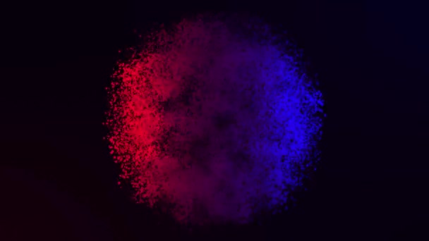 Mouvement abstrait sphère colorée de particules lumineuses. Tableau de points scintillants d'animation ou boule d'énergie numérique — Video