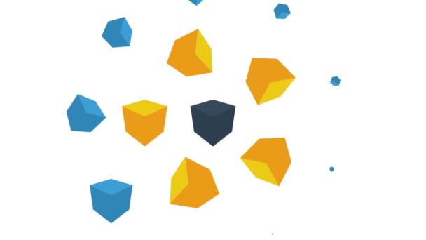 Animação da aparência dos cubos. Fundo abstrato de cubos multi-coloridos — Vídeo de Stock