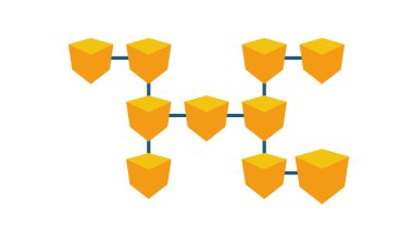 Basit blockchain animasyon. Blockchain teknoloji animasyon. Blockchain.